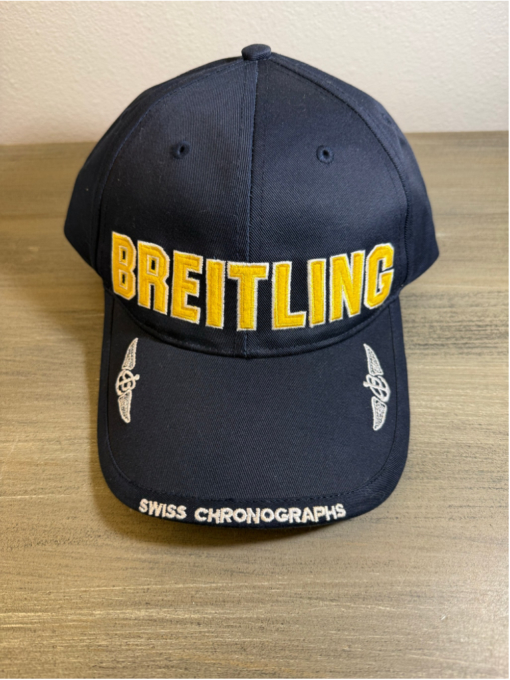 Breitling Swiss Chronographs Hat Navy Yellow NEW Deadstock Promo Watch 58.5 cm